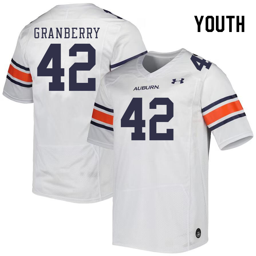 Youth #42 Coleman Granberry Auburn Tigers College Football Jerseys Stitched Sale-White - Click Image to Close